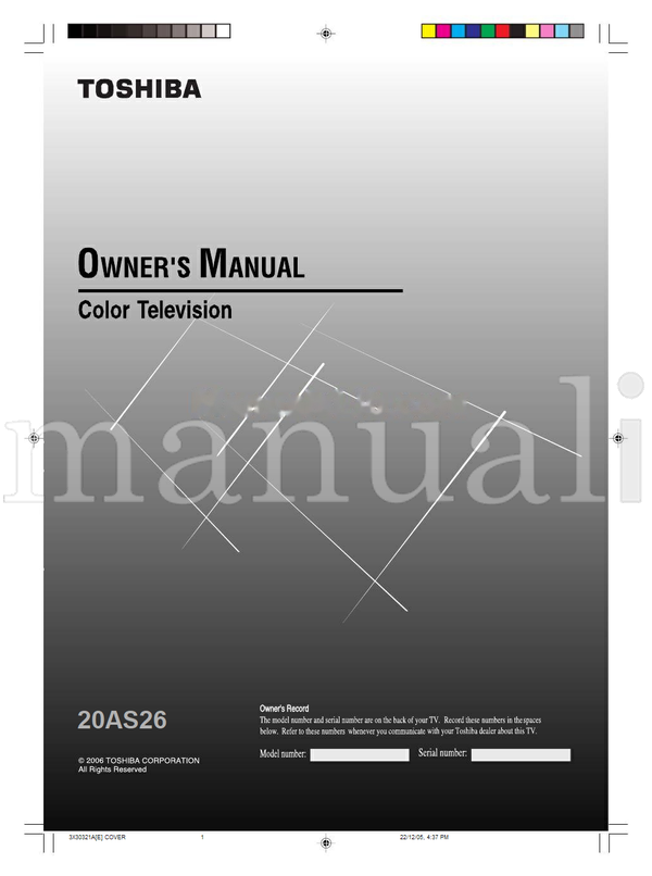 Toshiba 20AS26 (29 pages) TV Operating Manual