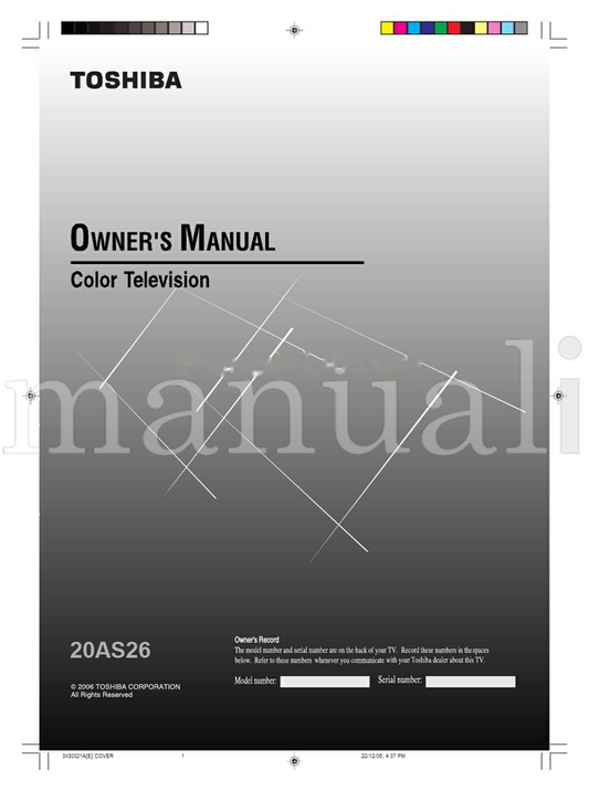 Toshiba 20AS26 (29 pages) TV Operating Manual