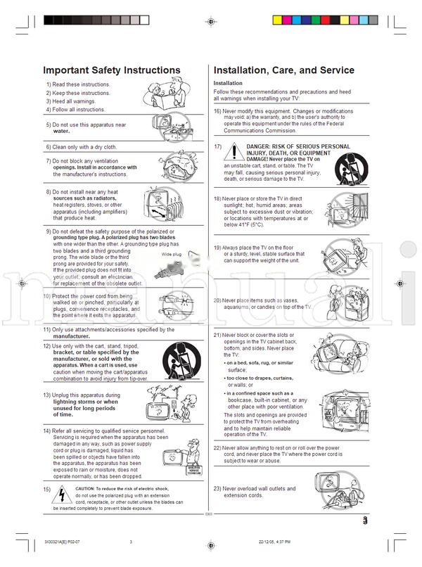 Toshiba 20AS26 (29 pages) TV Operating Manual