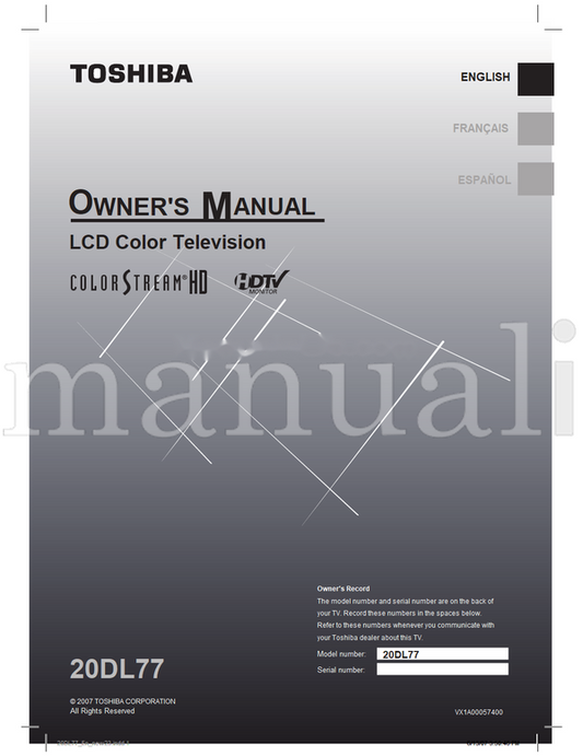 Toshiba 20DL77 VX1A00057400 35046 (38 pages) TV Operating Manual