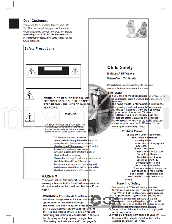 Toshiba 20DL77 VX1A00057400 35046 (38 pages) TV Operating Manual