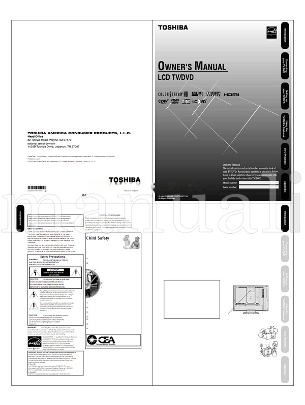Toshiba 20HLV15 (97 pages) TV Operating Manual