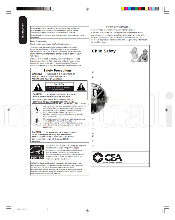 Toshiba 20HLV16 (72 pages) TV Operating Manual