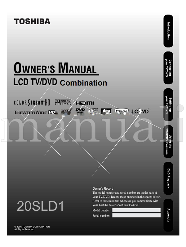 Toshiba 20SLD1 (64 pages) TV Operating Manual
