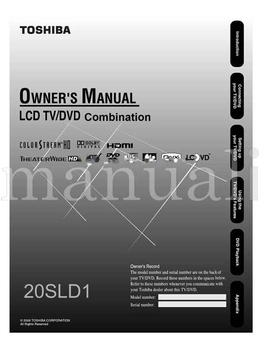 Toshiba 20SLD1 (64 pages) TV Operating Manual