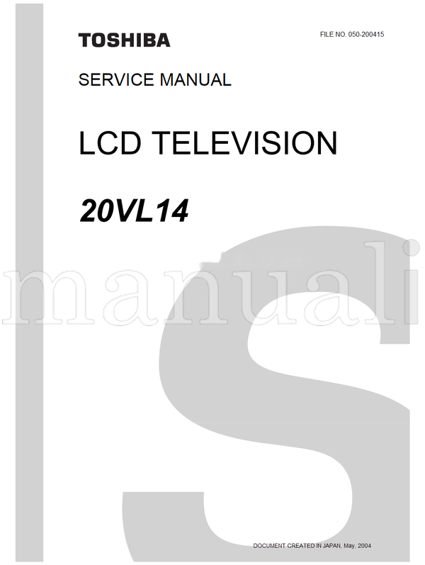 Toshiba 050-200415 20VL14 (42 pages) TV Service Manual