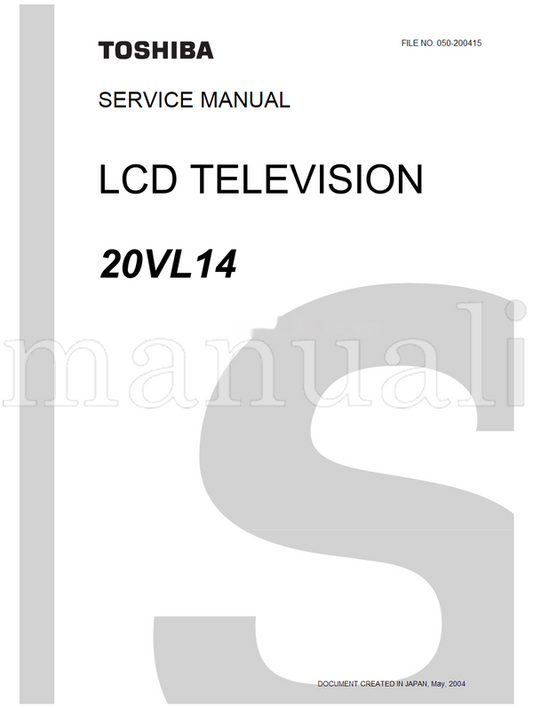 Toshiba 050-200415 20VL14 (42 pages) TV Service Manual