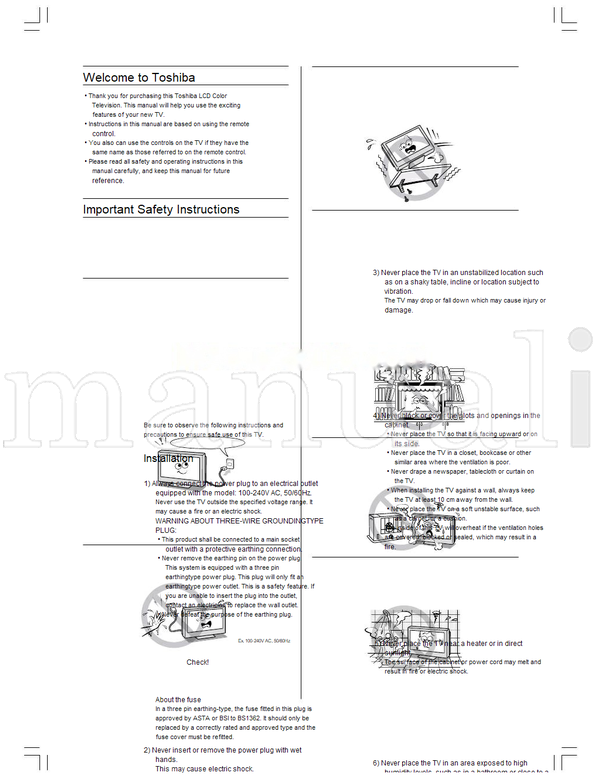 Toshiba 20VL66E 20VL66H 20VL66EEn01 (32 pages) TV Operating Manual