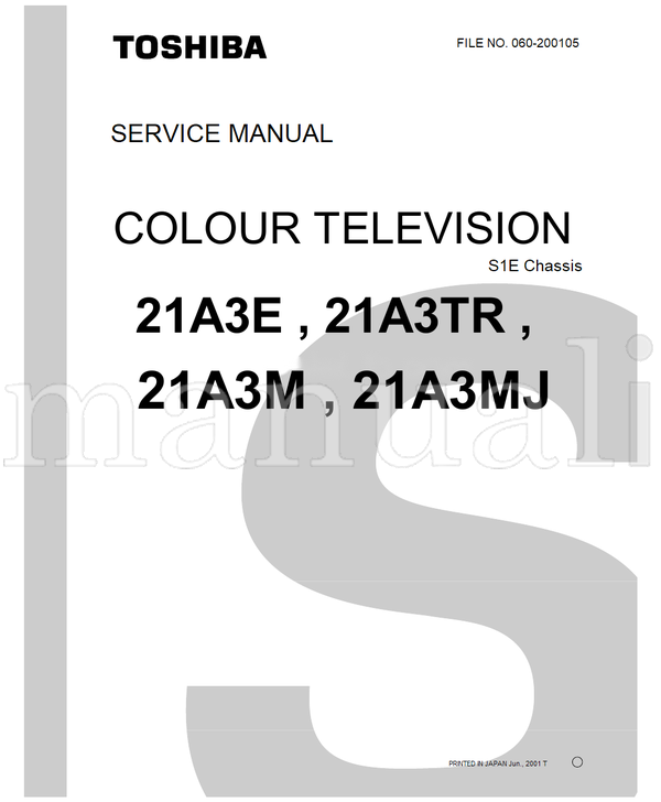 Toshiba 060-200105 21A3E 21A3TR 21A3M 21A3MJ (32 pages) TV Service Manual