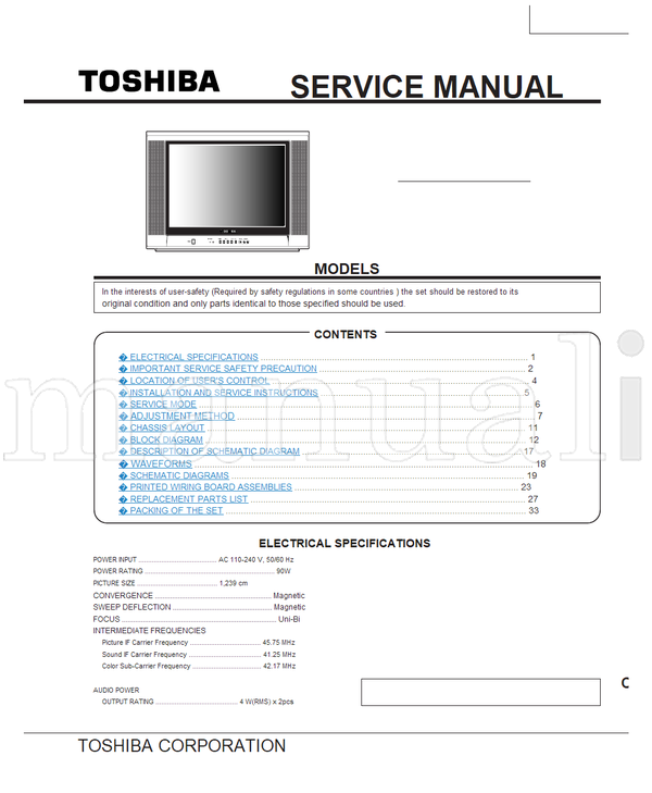 Toshiba 21ARF46 (37 pages) TV Service Manual