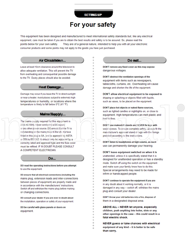 Toshiba 21N21 (30 pages) TV Operating Manual