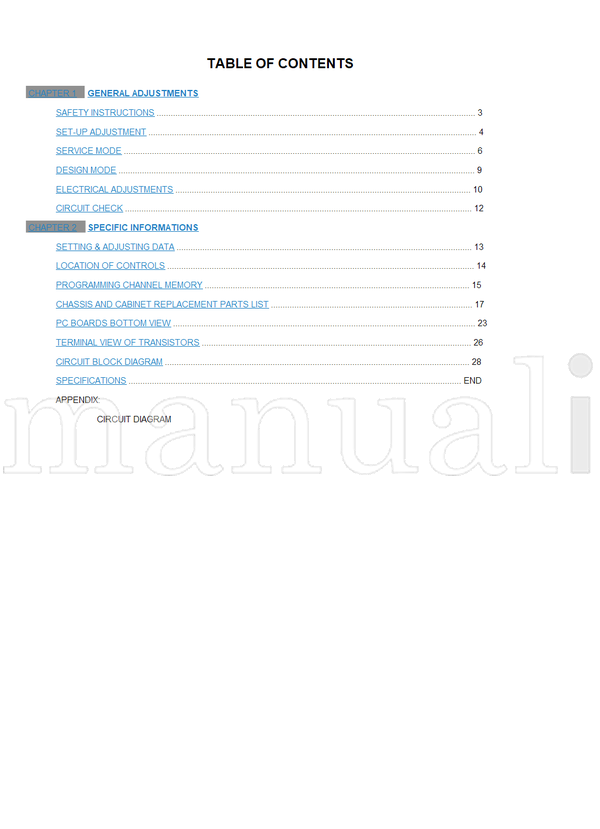 Toshiba 060-200207 21V1R 21V1M 21V1E (48 pages) TV Service Manual