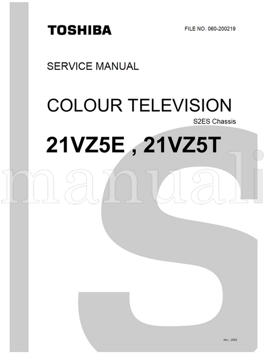 Toshiba 060-200219 21VZ5E 21VZ5T (59 pages) TV Service Manual