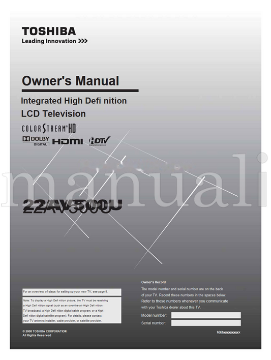 Toshiba 22AV500U (60 pages) TV Operating Manual
