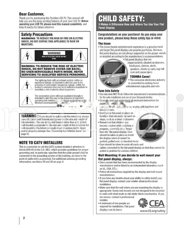 Toshiba 22AV60U (58 pages) TV Operating Manual