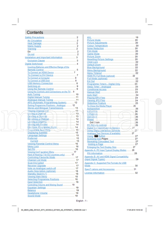 Toshiba 22BV500B (36 pages) TV Operating Manual