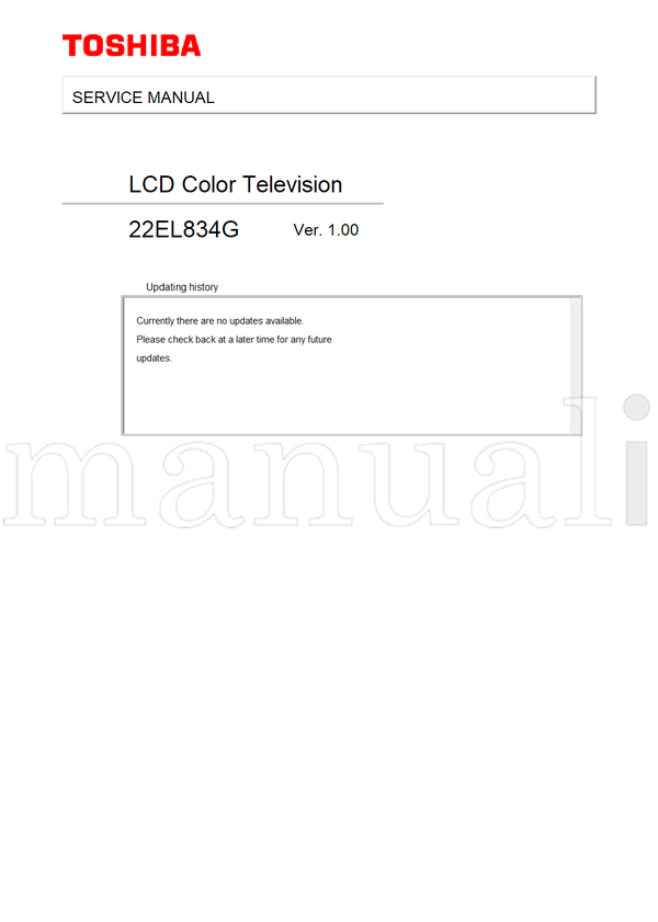 Toshiba 22EL834G (30 pages) TV Service Manual