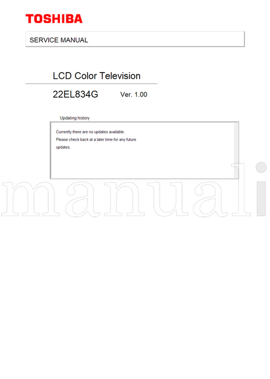 Toshiba 22EL834G (30 pages) TV Service Manual