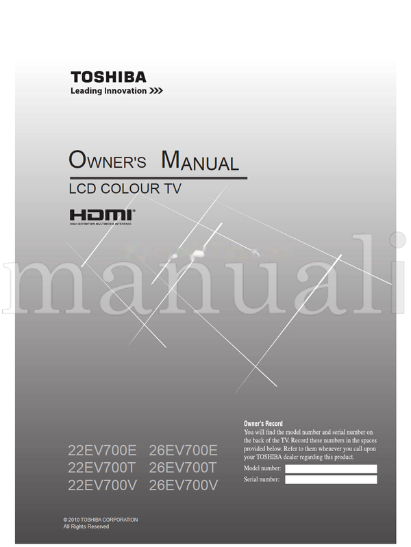 Toshiba 22EV700E 22EV700T 22EV700V 26EV700E 26EV700T 26EV700V (32 pages) TV Operating Manual