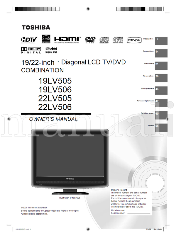 Toshiba 19LV505 19LV506 22LV505 22LV506 112415 (72 pages) TV Operating Manual