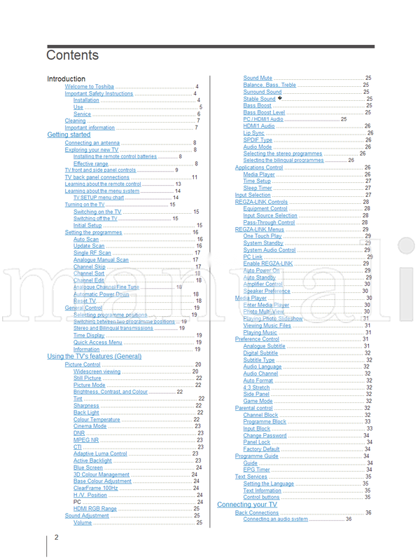 Toshiba 22SL700A 26SL700A 32SL700A 42SL700A (48 pages) TV Operating Manual
