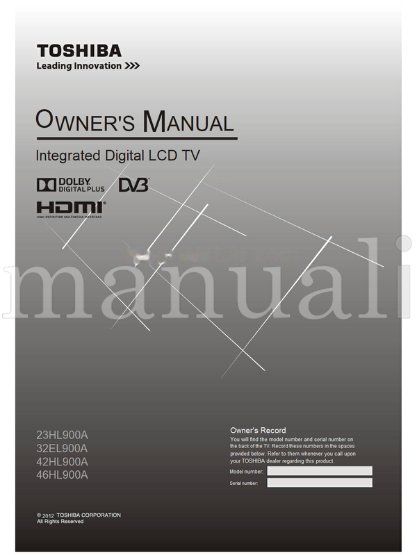Toshiba 23HL900A 32EL900A 42HL900A 46HL900A (30 pages) TV Operating Manual