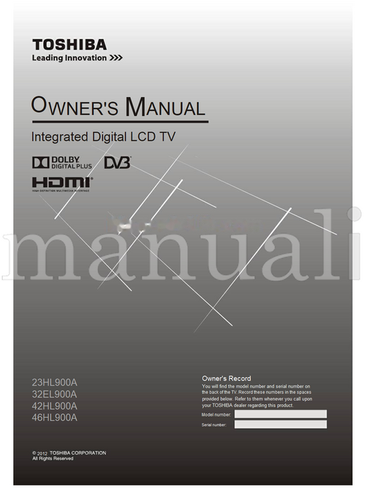 Toshiba 23HL900A 32EL900A 42HL900A 46HL900A (30 pages) TV Operating Manual