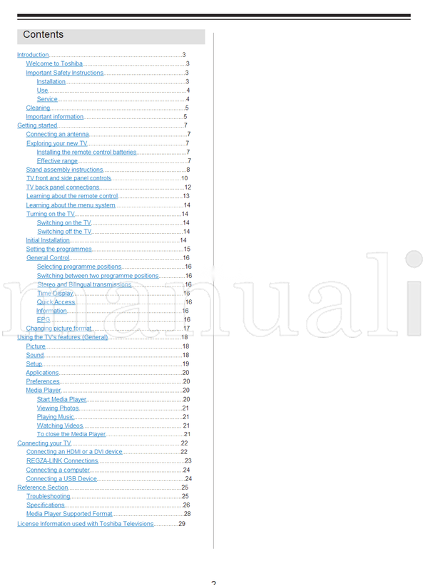 Toshiba 23HL900A 32EL900A 42HL900A 46HL900A (30 pages) TV Operating Manual