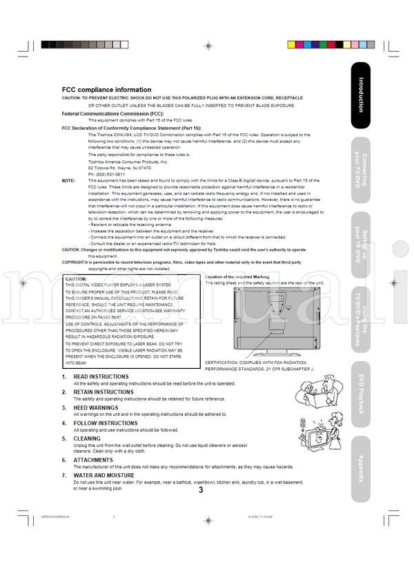 Toshiba 23HLV84 (68 pages) TV Operating Manual