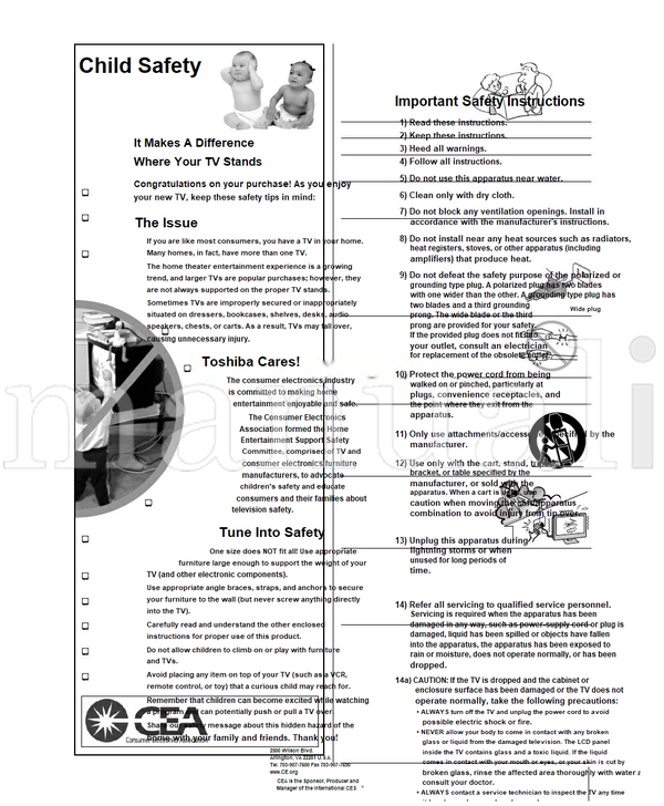 Toshiba 23HLV85 (52 pages) TV Operating Manual