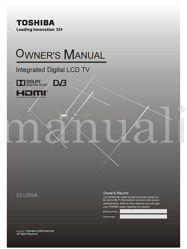 Toshiba L900A (29 pages) TV Operating Manual