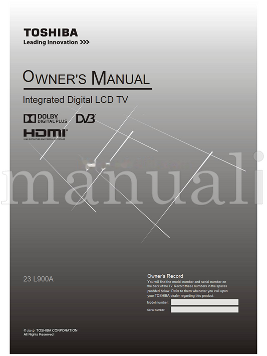 Toshiba L900A (29 pages) TV Operating Manual