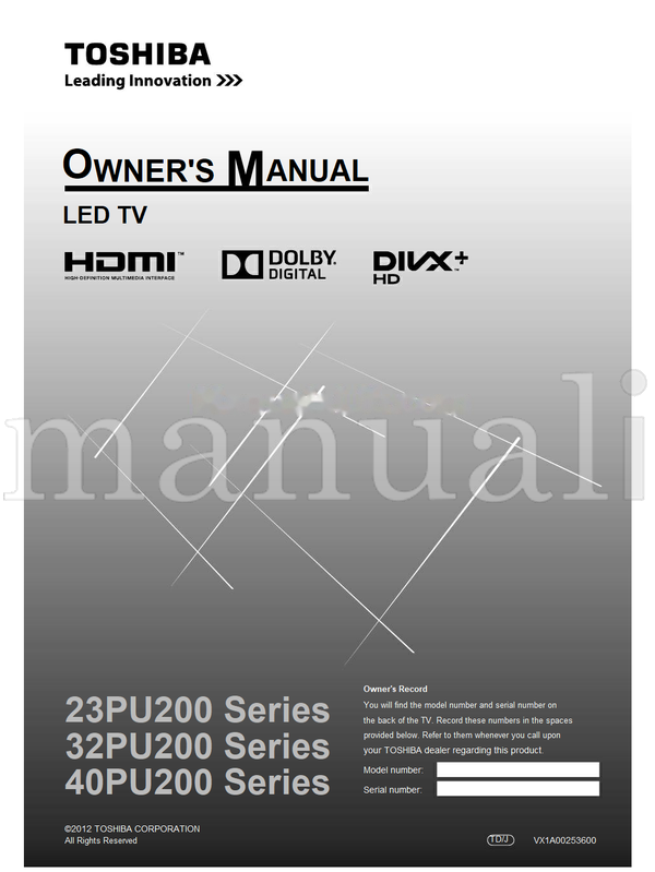 Toshiba 23PU200 32PU200 40PU200 VX1A00253600 (32 pages) TV Operating Manual