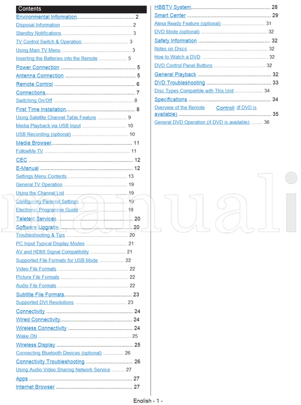 Toshiba 32W3863DA (37 pages) TV Operating Manual