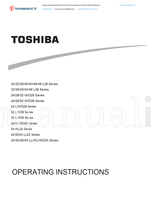 Toshiba W3963DA (37 pages) TV Operating Manual