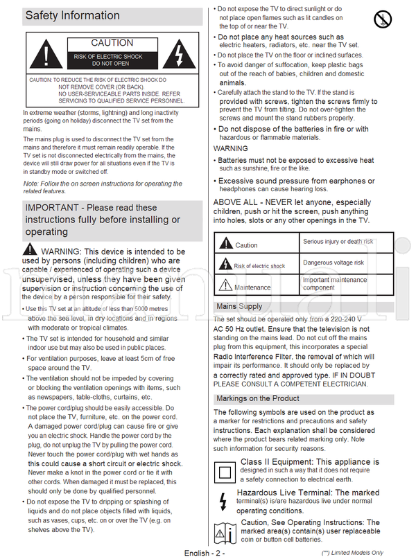 Toshiba 24 LV2F Series (44 pages) TV Operating Manual