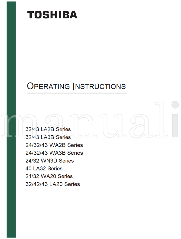 Toshiba 24 WN3D Series (47 pages) TV Operating Manual