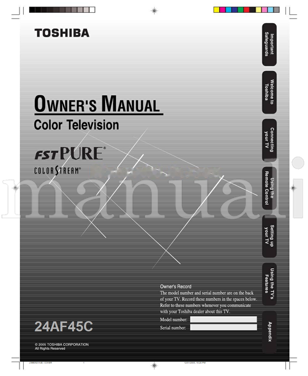 Toshiba 24AF45C (32 pages) TV Operating Manual