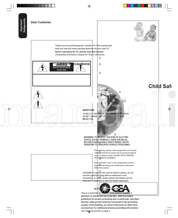 Toshiba 24AF45C (32 pages) TV Operating Manual