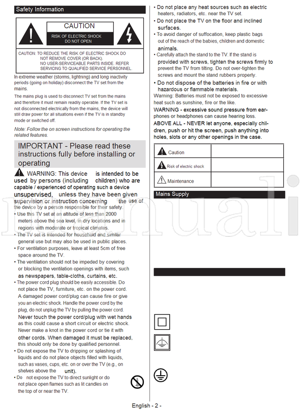 Toshiba 24D3753DB (42 pages) TV Operating Manual
