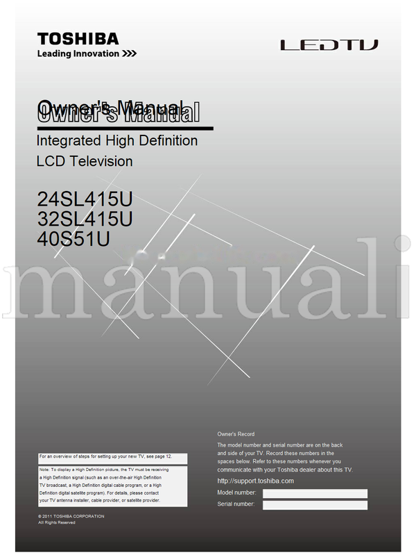 Toshiba 24SL415U 32SL415U 40S51U (92 pages) TV Operating Manual