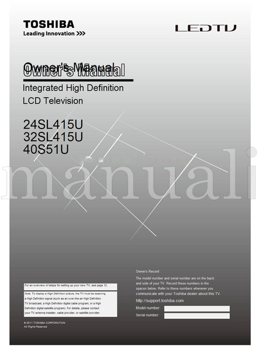 Toshiba 24SL415U 32SL415U 40S51U (92 pages) TV Operating Manual