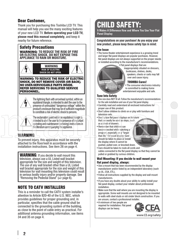 Toshiba 24SL415U 32SL415U 40S51U (92 pages) TV Operating Manual