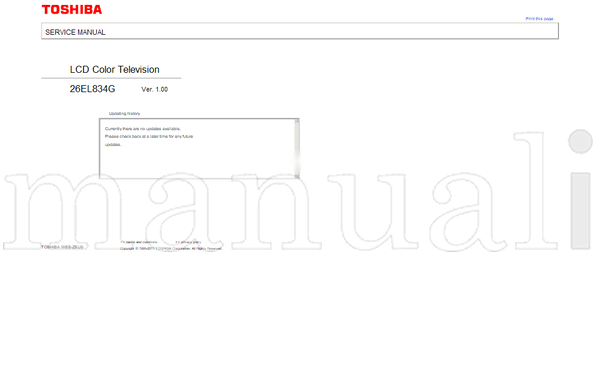 Toshiba 26EL834G 1995-2011 (42 pages) TV Service Manual
