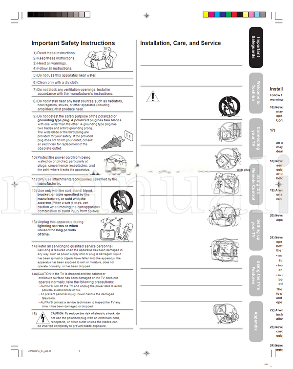 Toshiba 26HF66 J3W60321AEncov (88 pages) TV Operating Manual