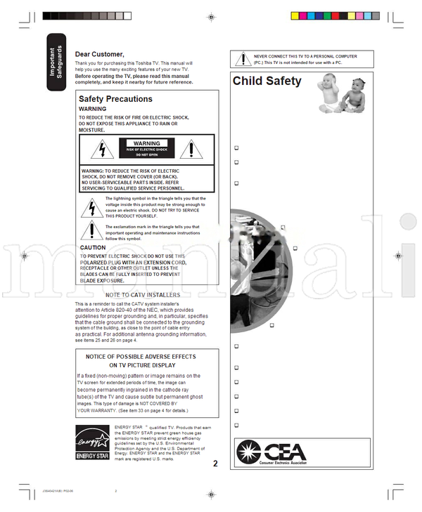 Toshiba 26HF86C 30HF86C (88 pages) TV Operating Manual