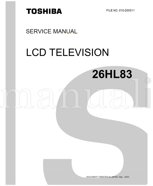 Toshiba 010-200311 26HL83 (117 pages) TV Service Manual