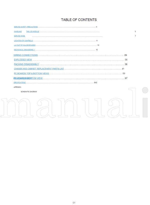 Toshiba 070-200404 26WL46B 26WL46G (116 pages) TV Service Manual