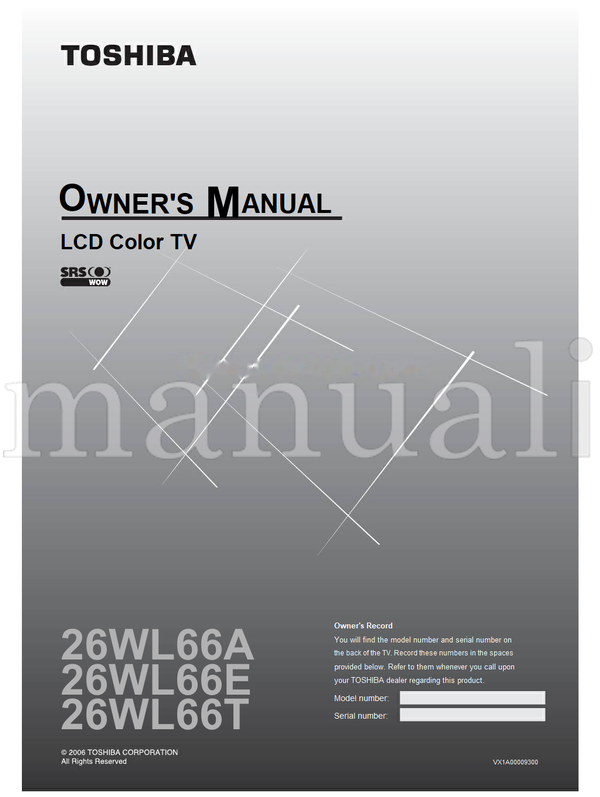 Toshiba 26WL66A 26WL66E 26WL66T VX1A00009300 (32 pages) TV Operating Manual
