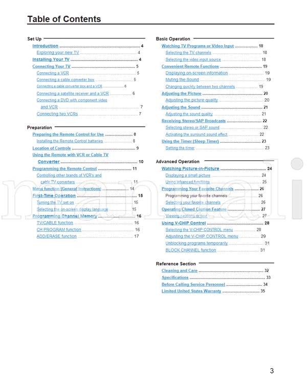 Toshiba 27A10 32A10 36A10 (36 pages) TV Operating Manual